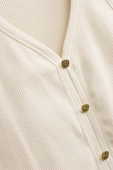 Dames - Top - ribstof - crème wit