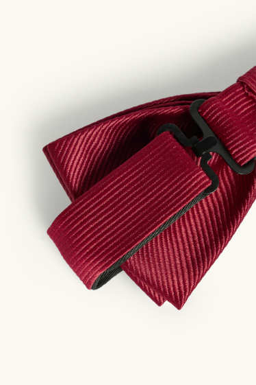 Hommes - Nœud papillon - finition côtelée - rouge foncé