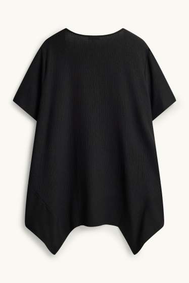 Dames - T-shirt - met structuur - zwart