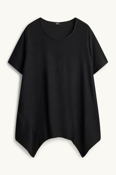 Dames - T-shirt - met structuur - zwart