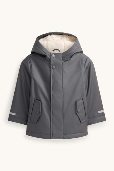 Children Boys - Tiger - rain jacket with hood - lined - waterproof - gray
