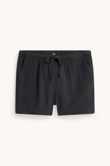 Dona - Pantalons curts de mussolina - mid waist - negre