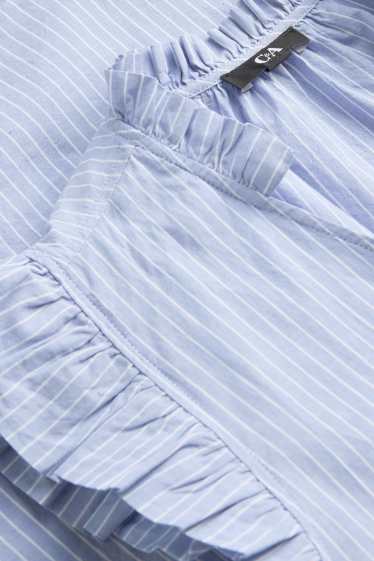 Damen - Bluse mit V-Ausschnitt - gestreift - weiß / blau