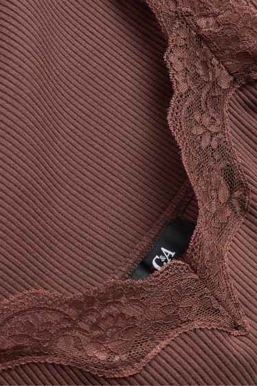 Dámské - Top - žebrovaný - hnědá