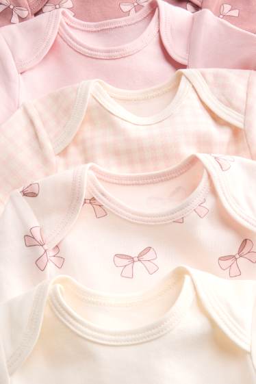 Baby Mädchen - Multipack 5er - Schleifchen - Baby-Body - rosa
