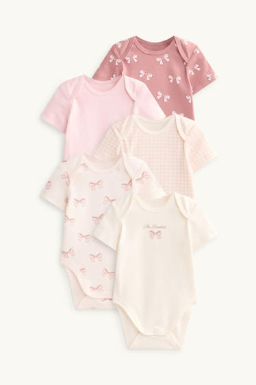 Baby Mädchen - Multipack 5er - Schleifchen - Baby-Body - rosa