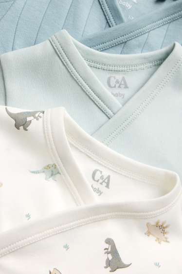 Baby: jongens - Set van 3 - dinosaurus - wikkelrompertjes - blauw / wit