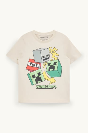 Enfants garçons - Minecraft - T-shirt - effet brillant - beige