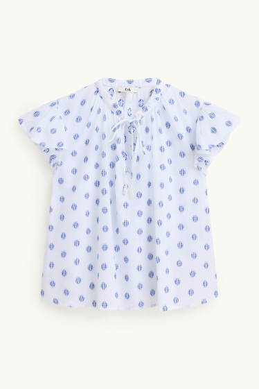 Damen - Bluse - gepunktet - weiß