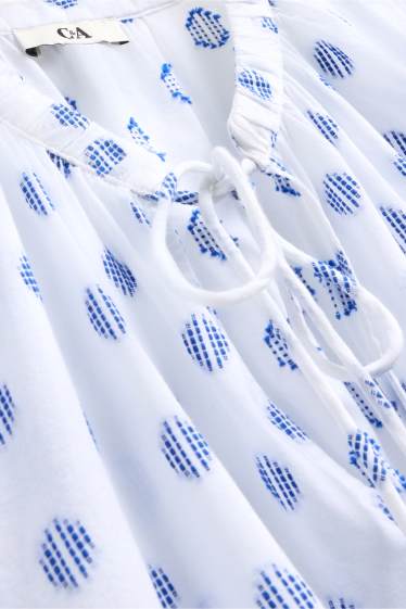 Damen - Bluse - gepunktet - weiß