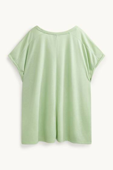 Femmes - T-shirt à col V - relaxed fit - vert clair