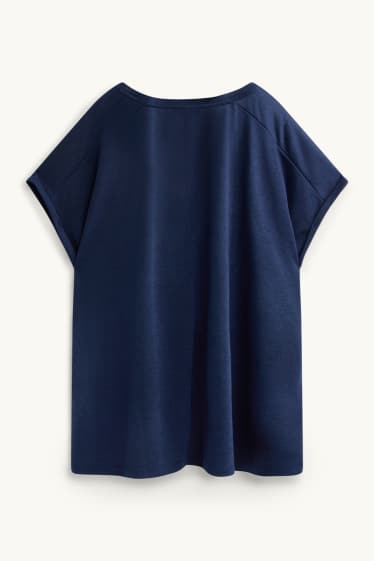 Femmes - T-shirt à col V - relaxed fit - bleu foncé