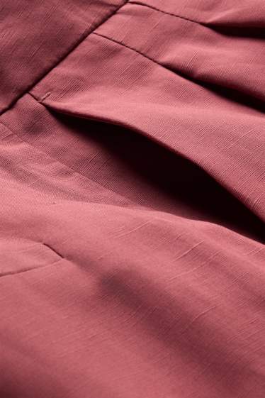 Mujer - Pantalón de oficina con parte de lino - high waist - regular fit - marrón