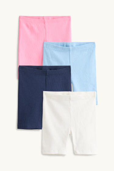Kinder Mädchen - Multipack 4er - Radlerhose - gerippt - dunkelblau