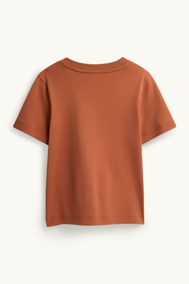 Dames - T-shirt met V-hals - slim fit - bruin