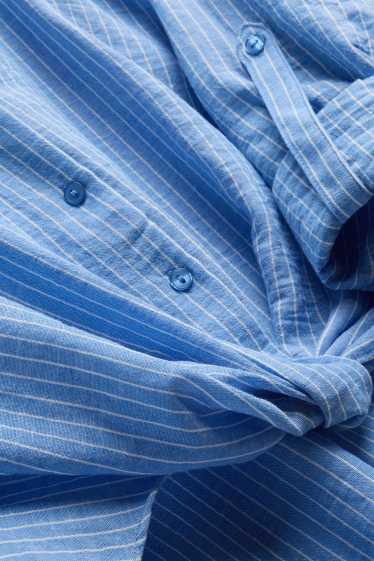 Damen - Bluse mit Knotendetail - gestreift - hellblau