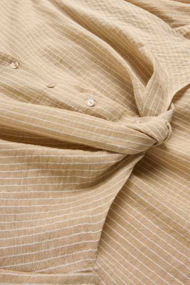 Damen - Bluse mit Knotendetail - gestreift - beige