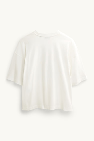 Dames - T-shirt - regular fit - glanseffect - wit