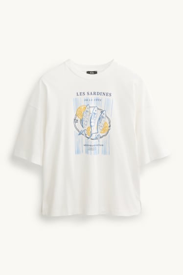 Dames - T-shirt - regular fit - glanseffect - wit