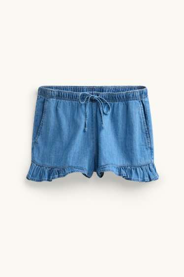 Damen - Shorts - Mid Waist - Jeans-Look - blau