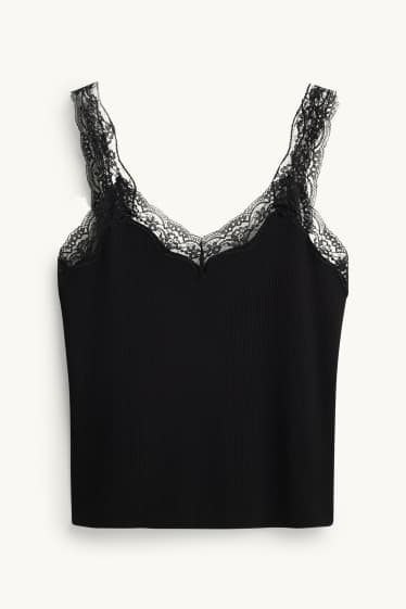 Dámské - Top - žebrovaný - černá