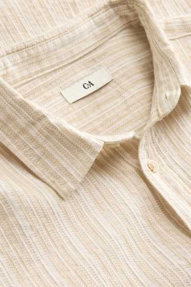 Children Boys - Shirt - striped - textured - beige