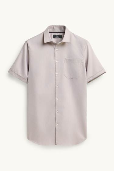 Hommes - Chemise de bureau - regular fit - col Kent - finition texturée - gris