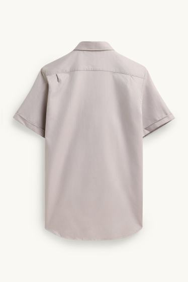 Hommes - Chemise de bureau - regular fit - col Kent - finition texturée - gris