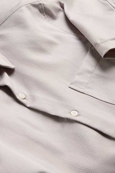 Hommes - Chemise de bureau - regular fit - col Kent - finition texturée - gris