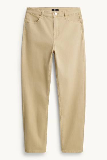 Dona - Pantalons de tela - mid waist - straight leg - texà marró