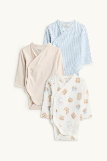 Unisex - Paquet de 3 - esmorzar - bodi encreuat per a nadó - crema