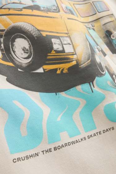 Kinder Jungen - Van und Skateboard - Kurzarmshirt - beige