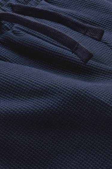 Hommes - Short en molleton - finition texturée - bleu foncé