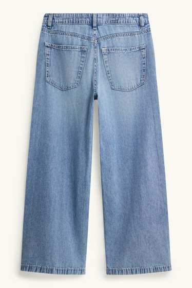 Femmes - Crop wide leg jean - mid waist - jean bleu