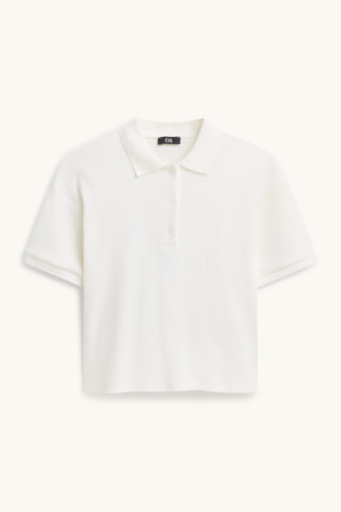 Dona - Polo - regular fit - acanalat - blanc