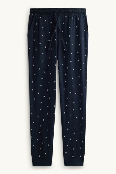 Dona - Pantalons de pijama - de flors - blau fosc