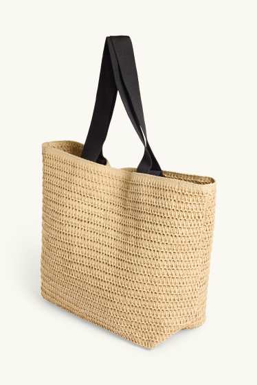 Damen - Großer Stroh-Shopper - beige