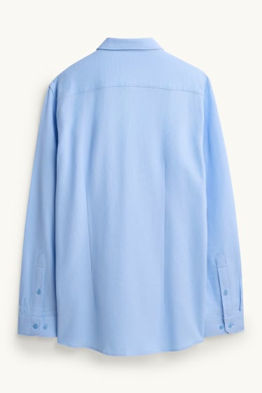 Hommes - Chemise de bureau - slim fit - col kent - facile à repasser - texturée - bleu clair