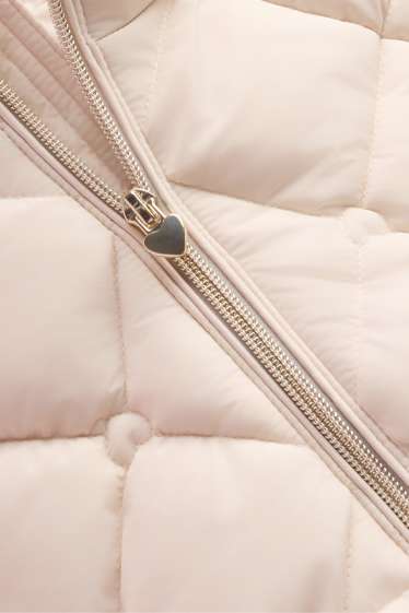 Children Girls - Quilted gilet with hood - water-repellent - beige