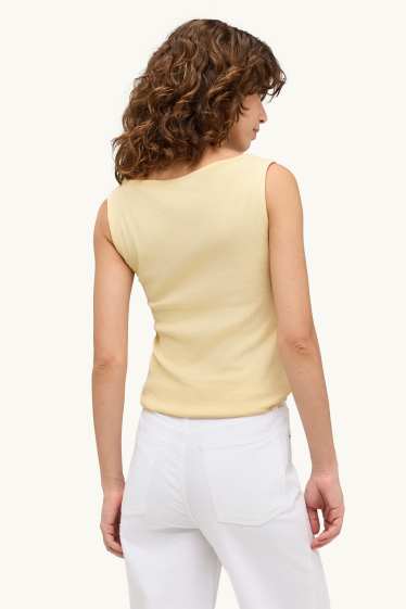 Femmes - Haut - finition côtelée - jaune
