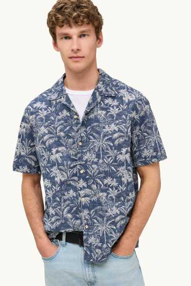 Herren - Hemd - Regular Fit - Reverskragen - gemustert - blau