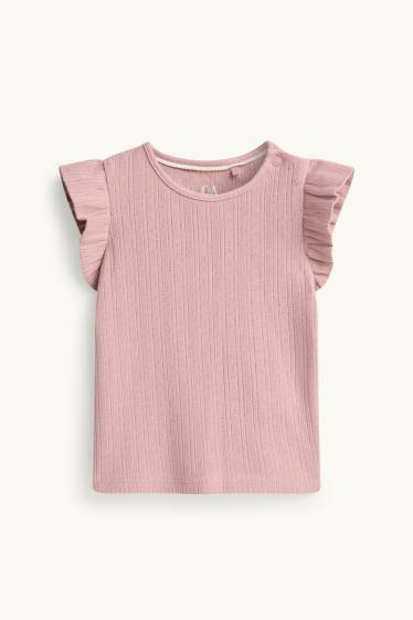 Bebeluși - fete - Floricele - compleu bebeluși - 2 piese - galben deschis