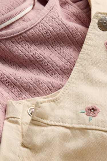 Bebeluși - fete - Floricele - compleu bebeluși - 2 piese - galben deschis