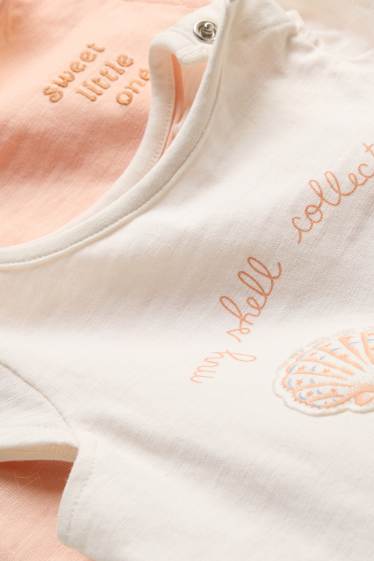 Nadó nena - Paquet de 2 - petxines - samarreta de mànigues curtes - taronja / blanc trencat