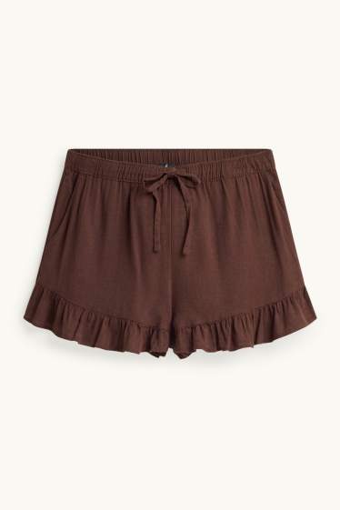 Femmes - Short - high waist - marron foncé