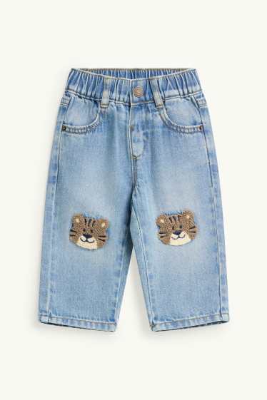Baby Boys - Teddy bear - baby jeans - blue denim