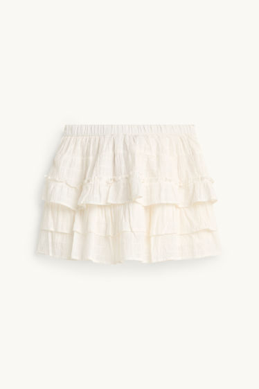 Damen - Rock - strukturiert - weiss