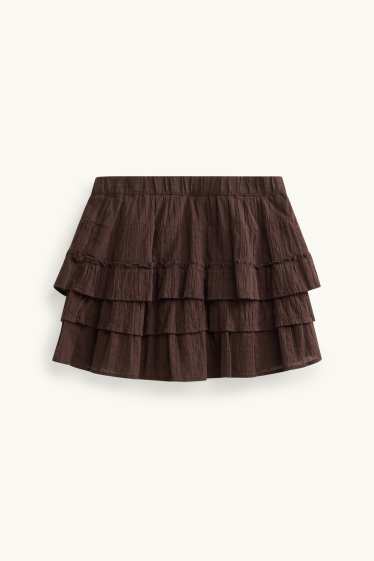 Damen - Rock - strukturiert - dunkelbraun