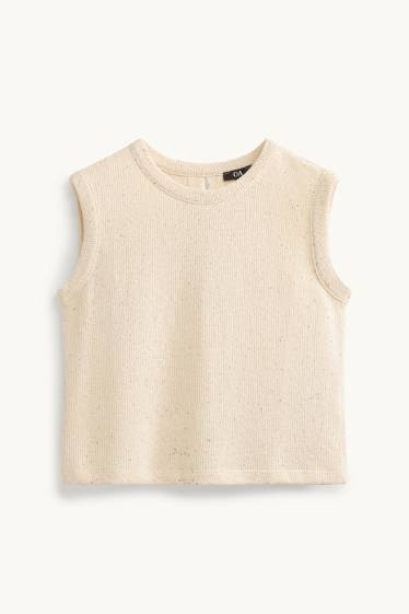Donna - Top in maglia - bianco crema