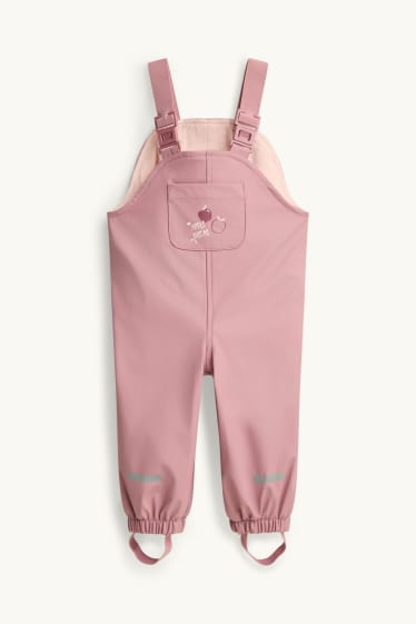 Baby: meisjes - Appel - babyregenbroek - waterdicht - fuchsiarood